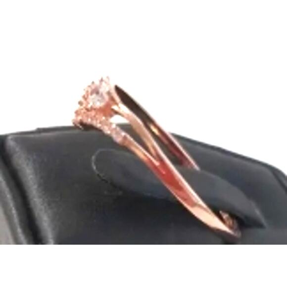 Sterling Silver Ring Size 11.5 Rose Gold Tone Pink Stones Dainty - Picture 8 of 9